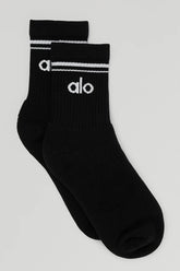 Unisex Half-Crew Throwback Sock - Black